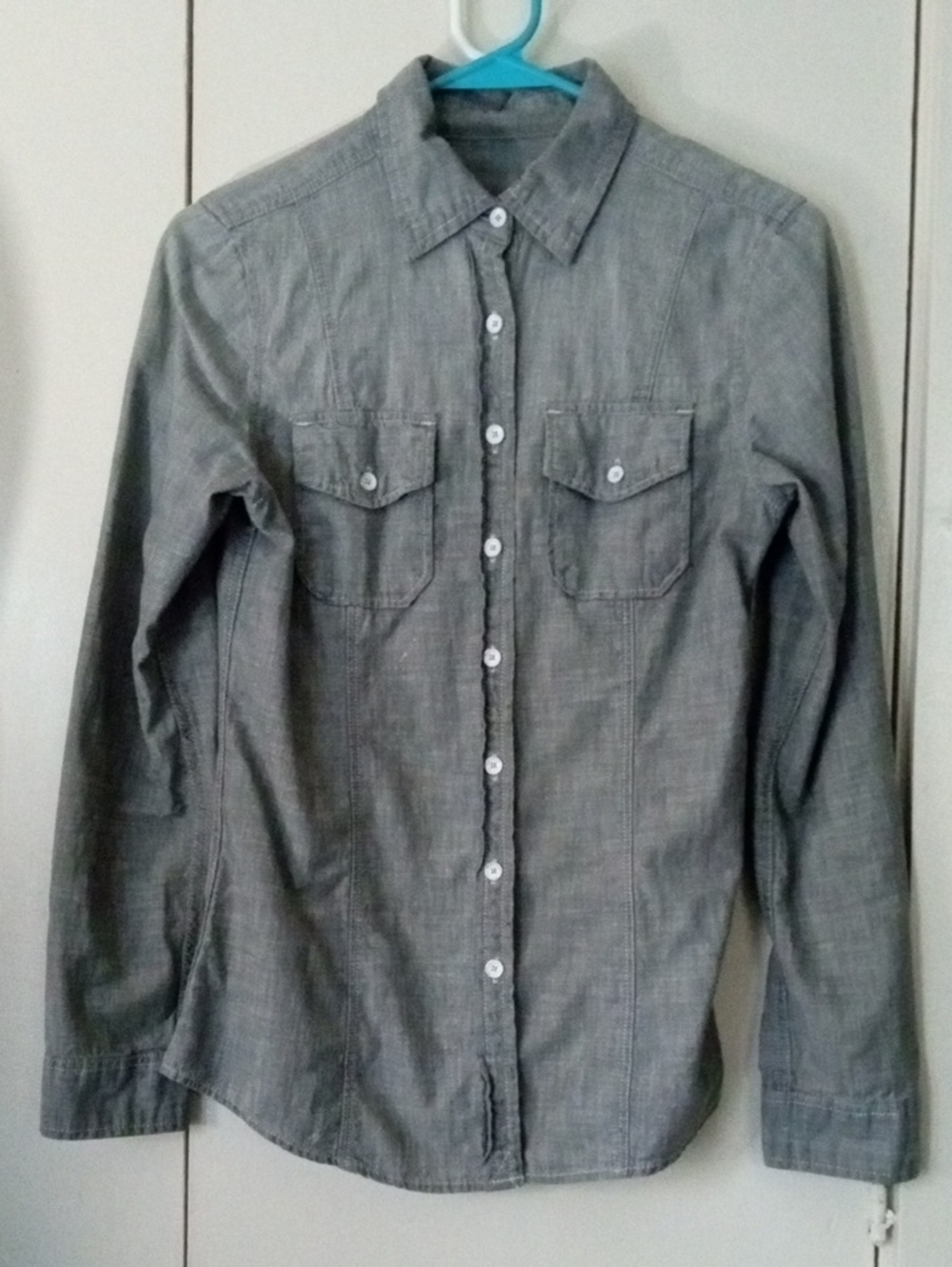 GAP 1969 100% Cotton Gray Button-Front Long Sleeve Shirt Size Extra Small